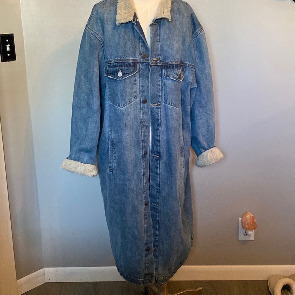 Denim Sherpa trench coat!